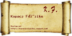 Kopacz Füzike névjegykártya